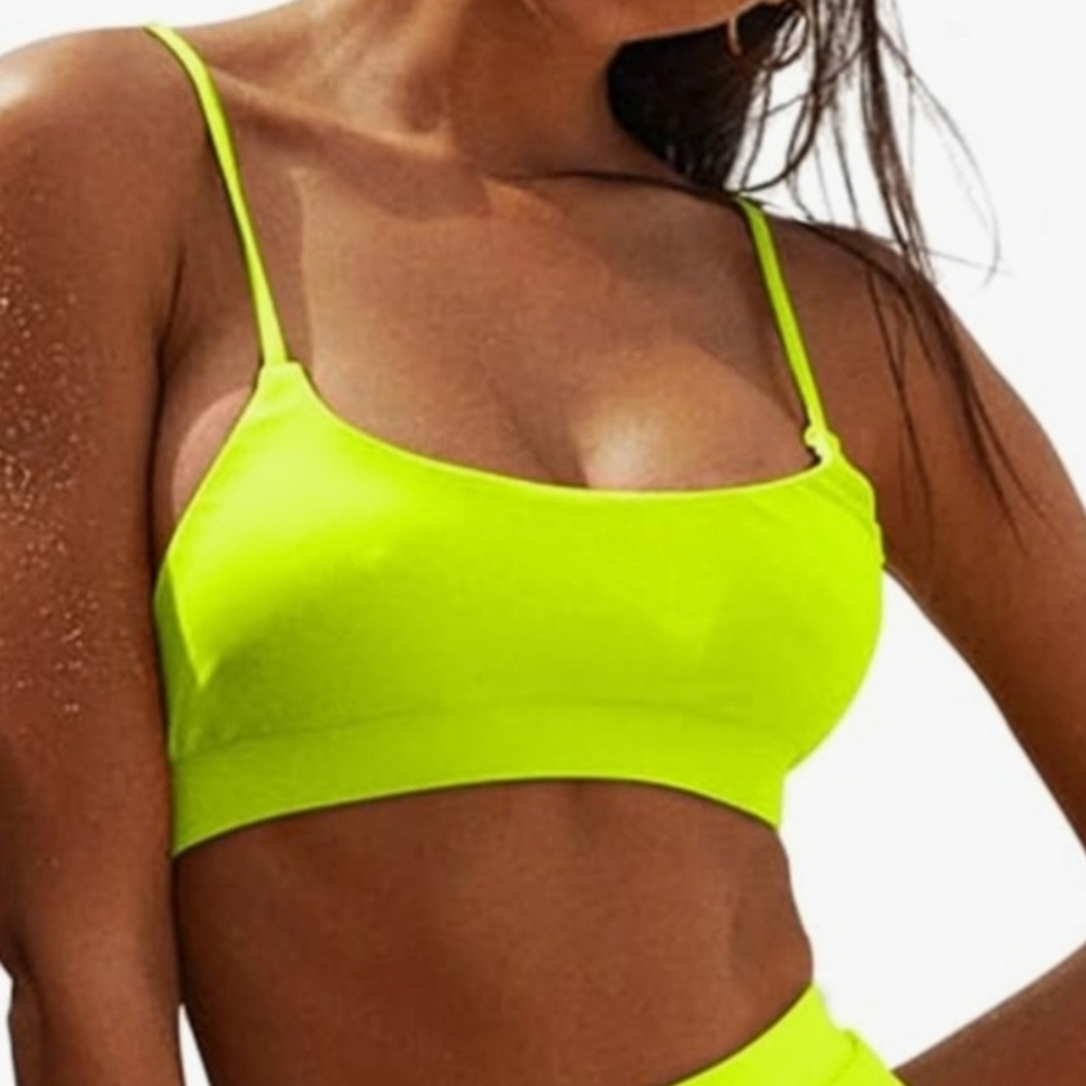 Womens Neon Yellow Swim Top